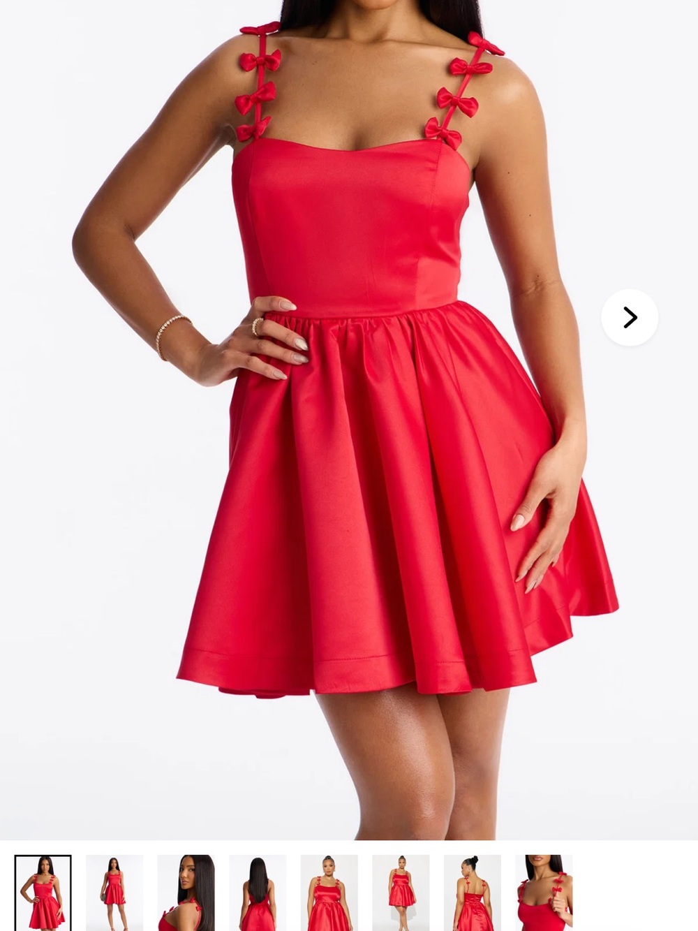 Fashion Nova Red Bow-Strap Fit-and-Flare Dress